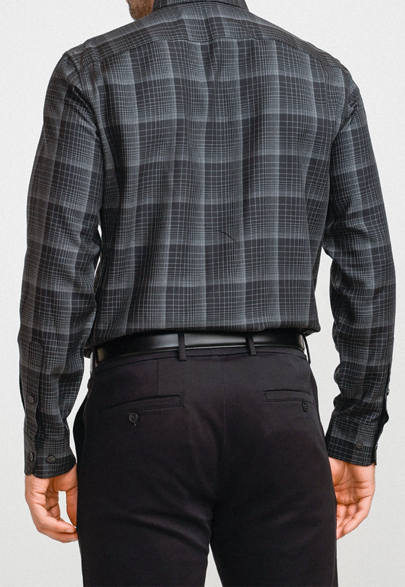 CAMISA HOMBRE CUADROS NEGRO - 2