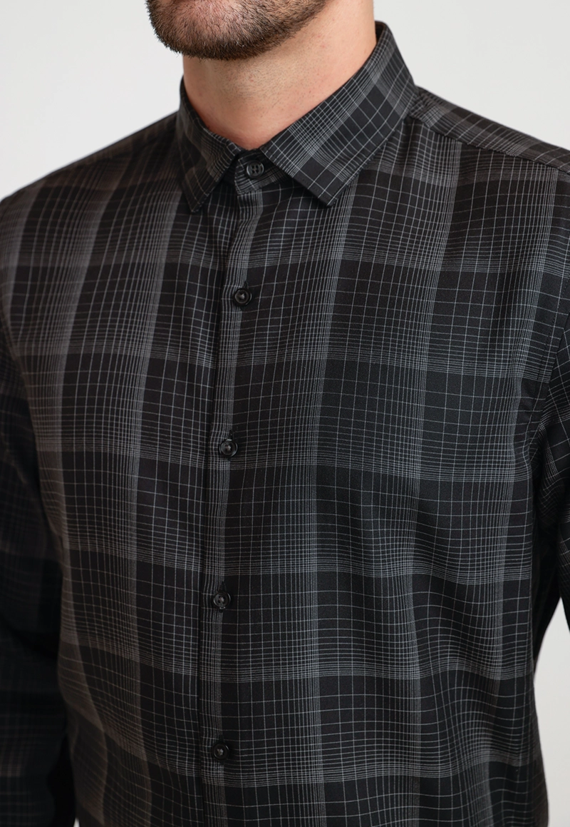 CAMISA HOMBRE CUADROS NEGRO - 3
