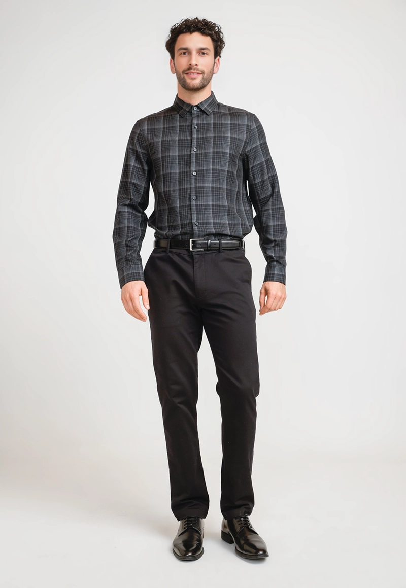 CAMISA HOMBRE CUADROS NEGRO - 4
