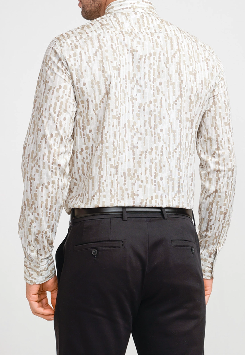 CAMISA HOMBRE ESTAMPADA STRETCH BEIGE - 2