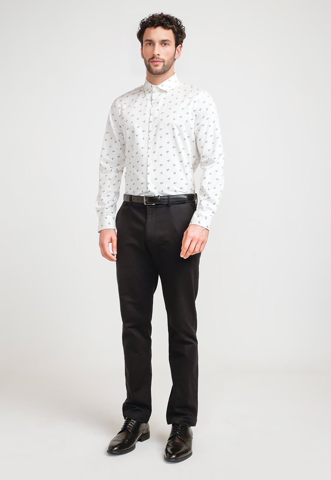 CAMISA HOMBRE STRETCH ESTAMPADA BEIGE - 4