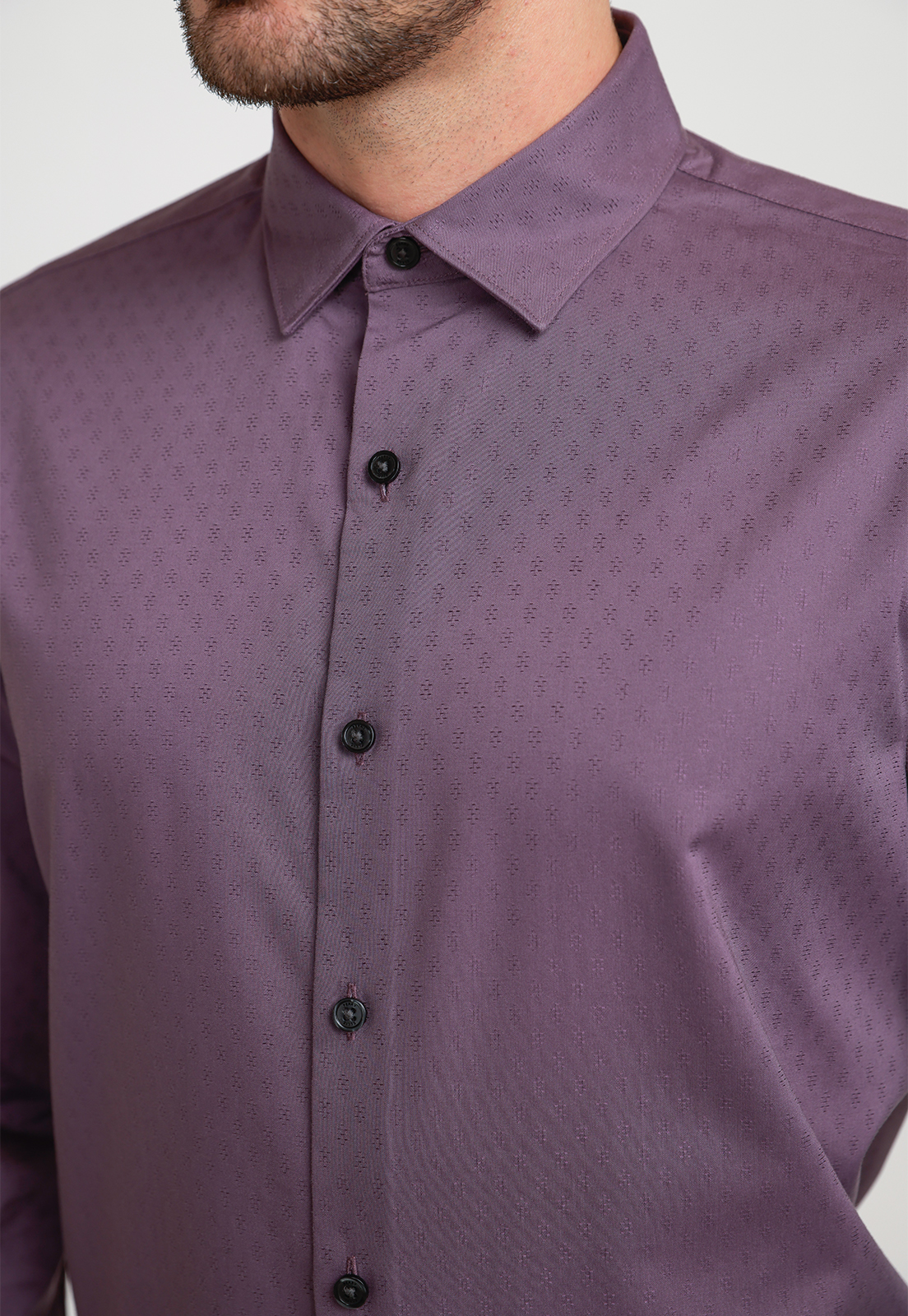 CAMISA HOMBRE JACQUARD MORADO - 3