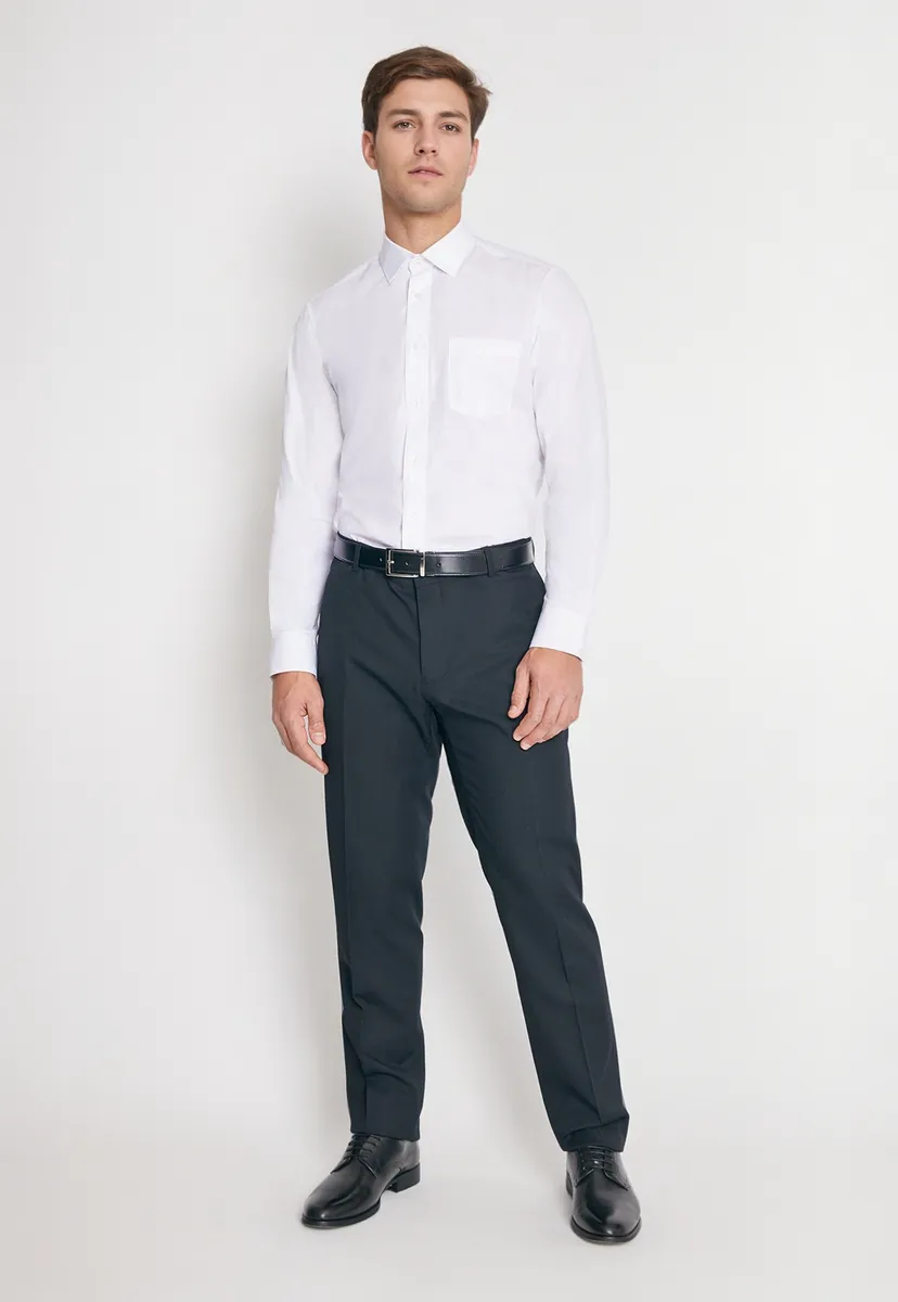 CAMISA FORMAL BASICA LISA REGULAR POPLIN BLANCO - 4