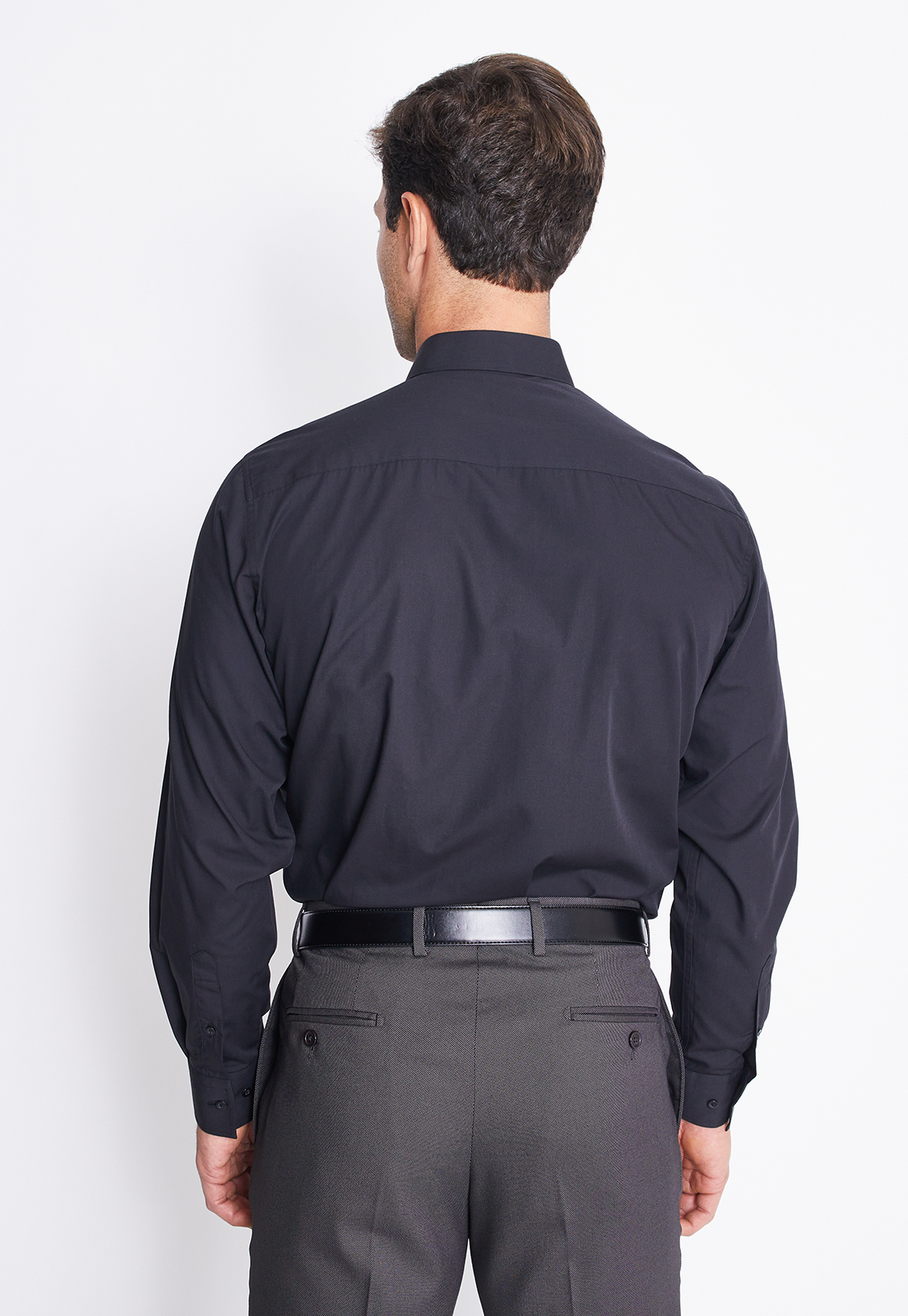 CAMISA FORMAL BASICA LISA REGULAR POPLIN NEGRO - 2