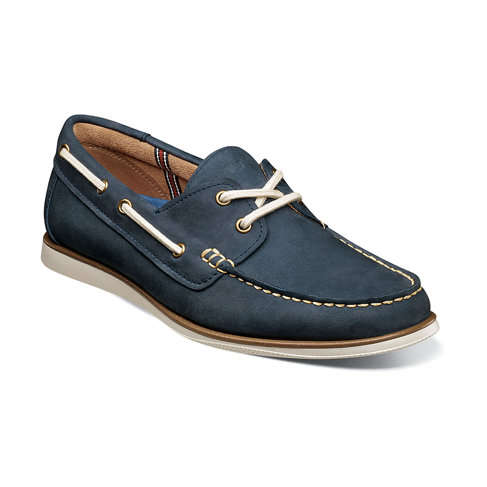 MOCASINES ATLANTIC MOC TOE BOAT SHOE NAVY - 1