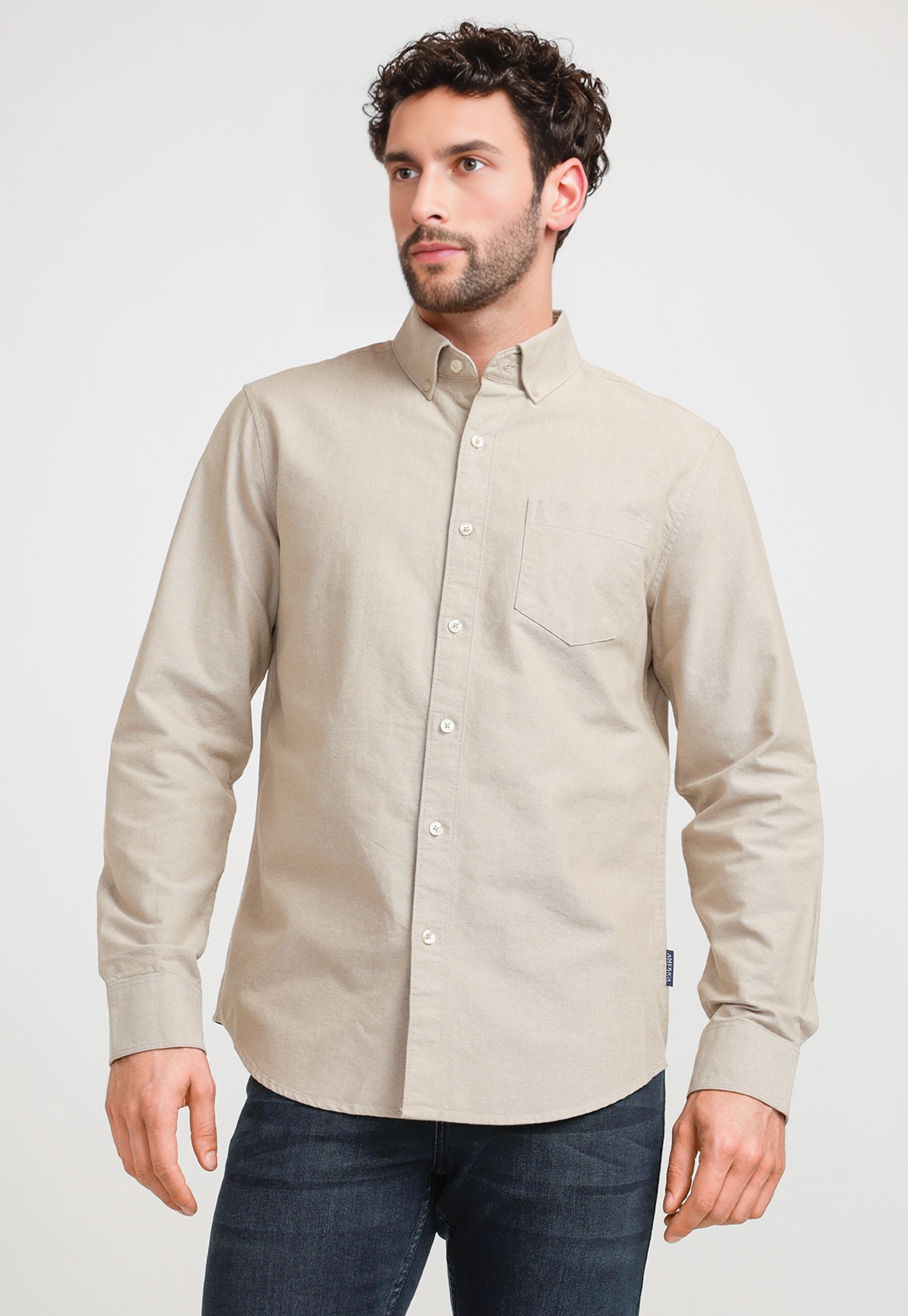 CAMISA HOMBRE OXFORD KHAKI - 1