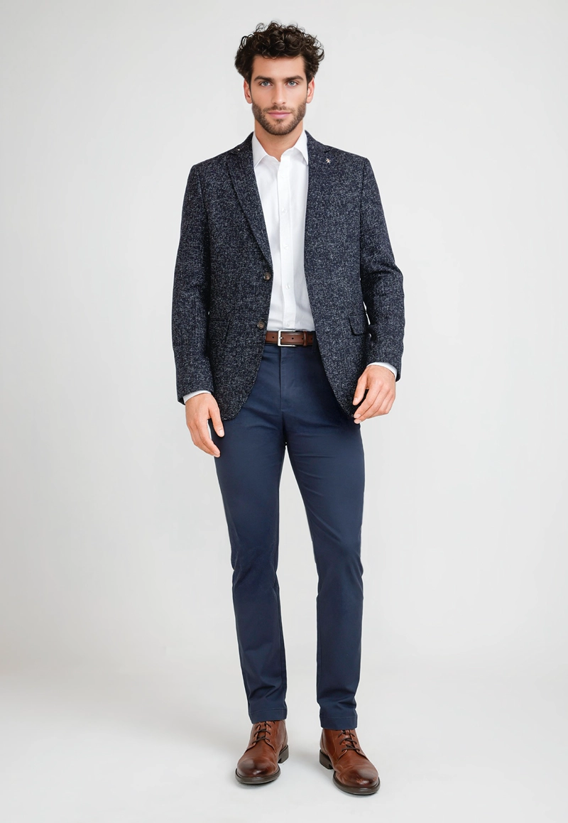 CHAQUETA FORMAL HOMBRE DISEÑO FANTASIA AZUL - 4