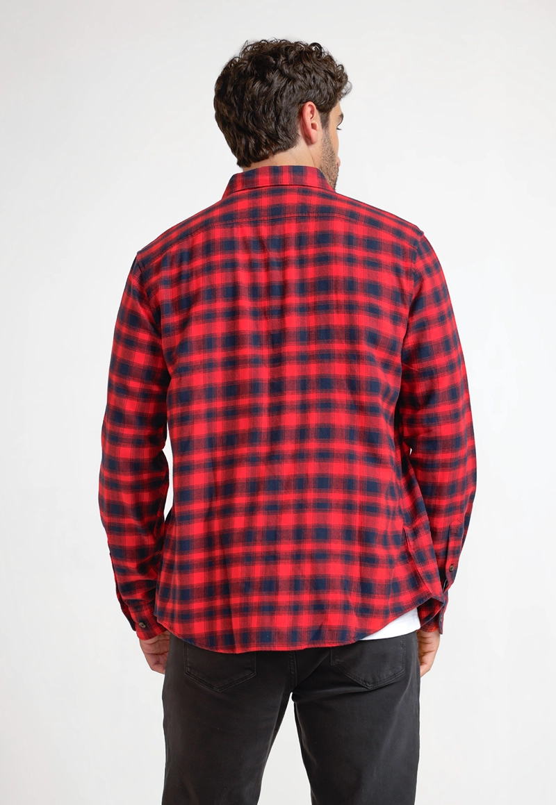 CAMISA HOMBRE A CUADROS DE FRANELA ROJO - 2