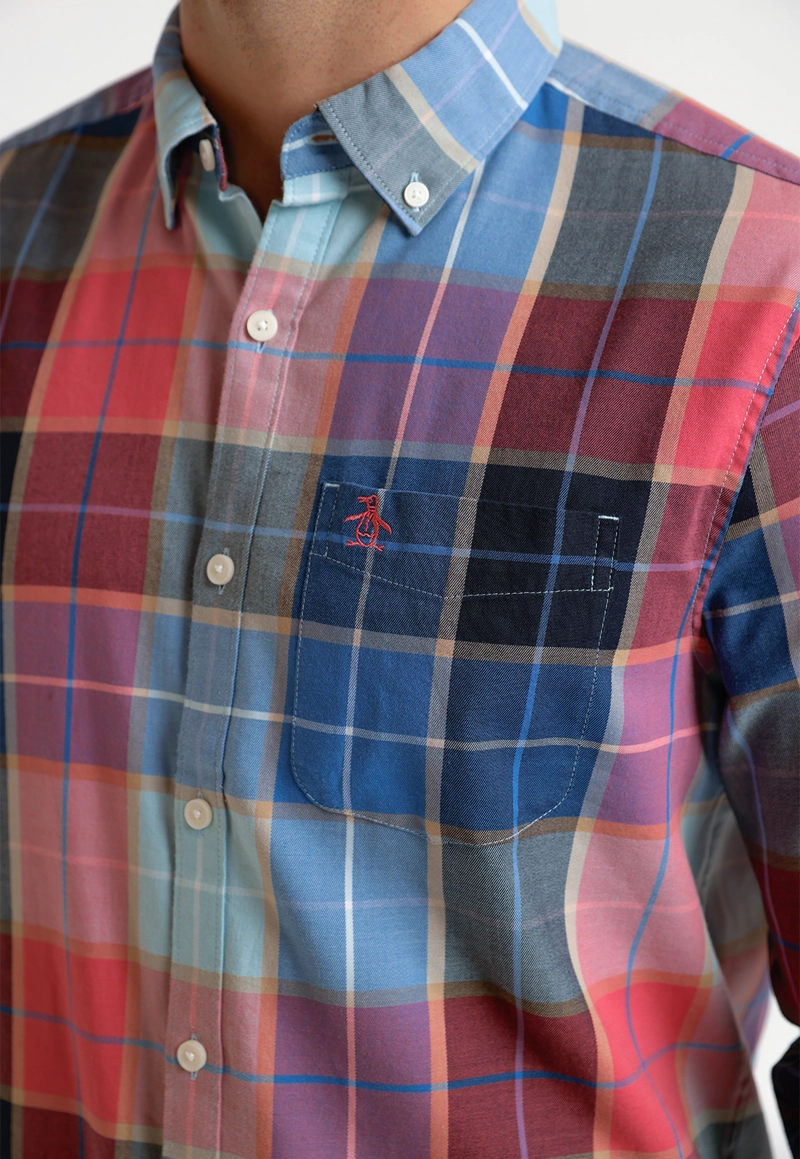 CAMISA HOMBRE A CUADROS AZUL - 3