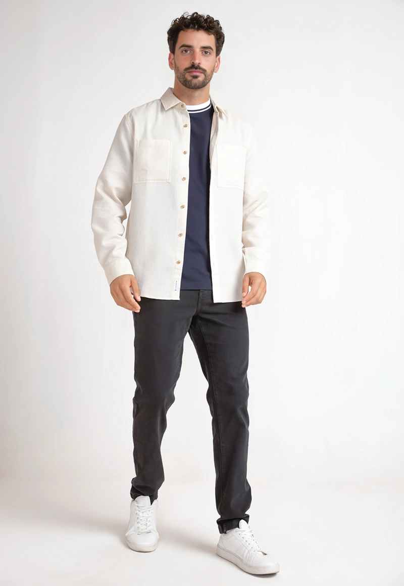 CAMISA HOMBRE MANGA LARGA BEIGE - 4