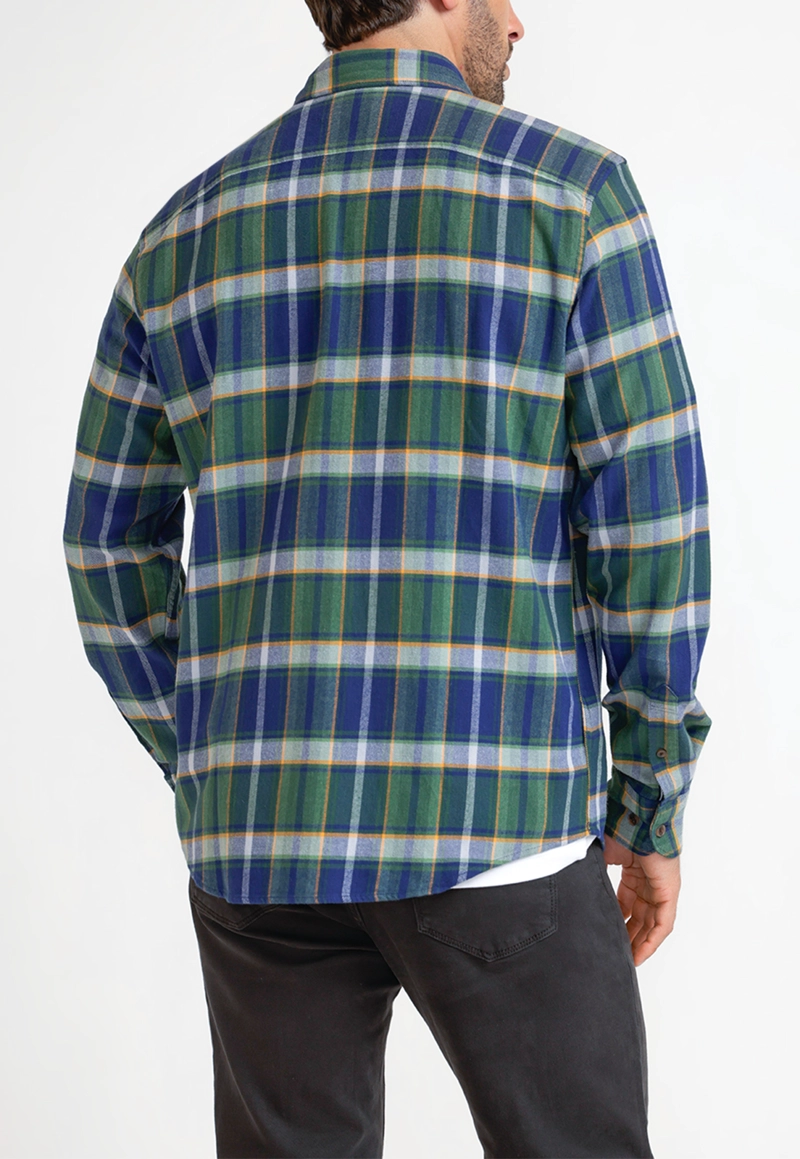 CAMISA HOMBRE A CUADROS DE FRANELA AZUL - 2