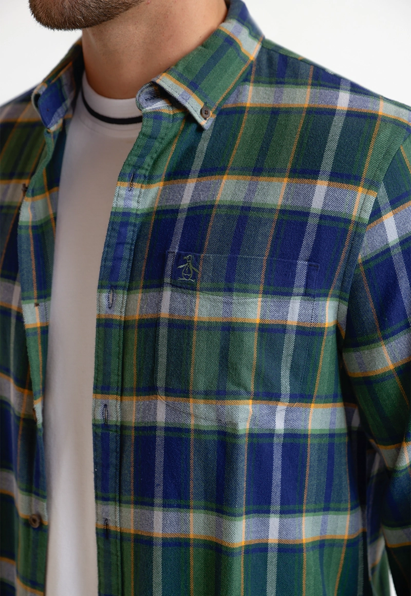 CAMISA HOMBRE A CUADROS DE FRANELA AZUL - 3