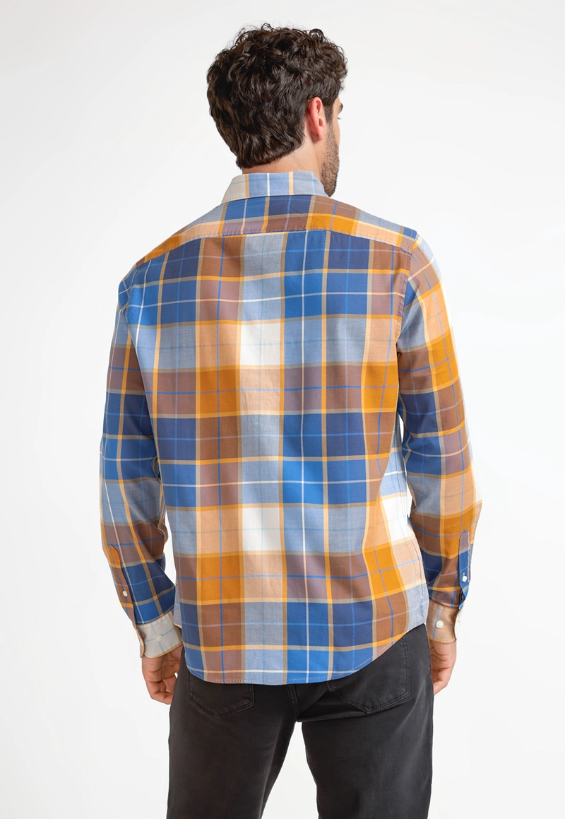 CAMISA HOMBRE A CUADROS MOSTAZA - 2