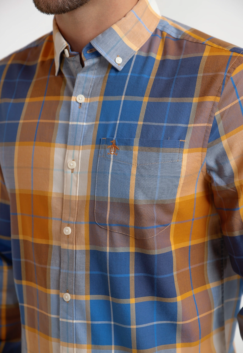 CAMISA HOMBRE A CUADROS MOSTAZA - 3