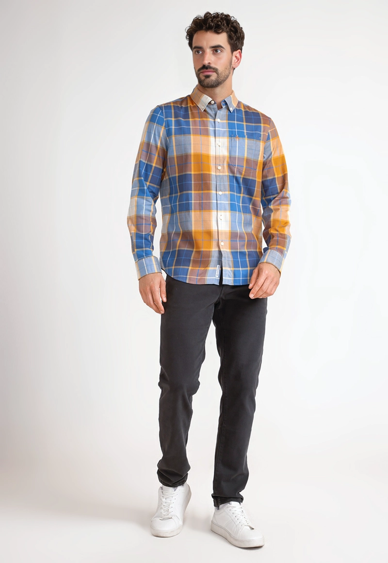 CAMISA HOMBRE A CUADROS MOSTAZA - 4
