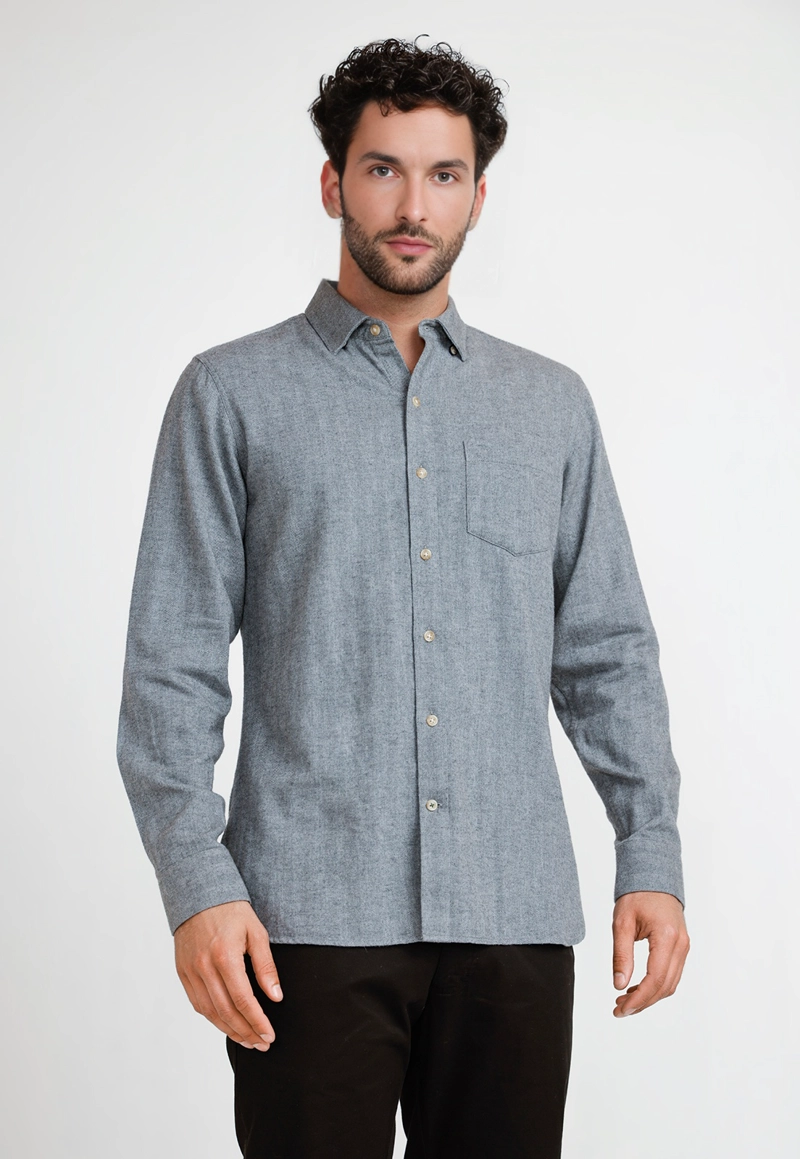 CAMISA FRANELA HOMBRE BERNABEU GRIS - 1