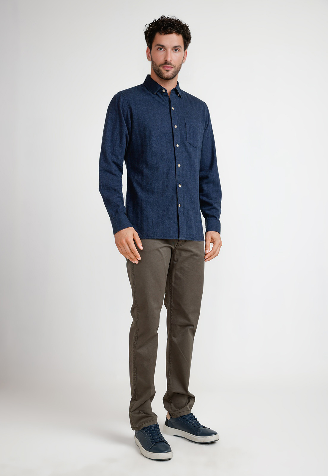CAMISA FRANELA HOMBRE BERNABEU AZUL MARINO - 4