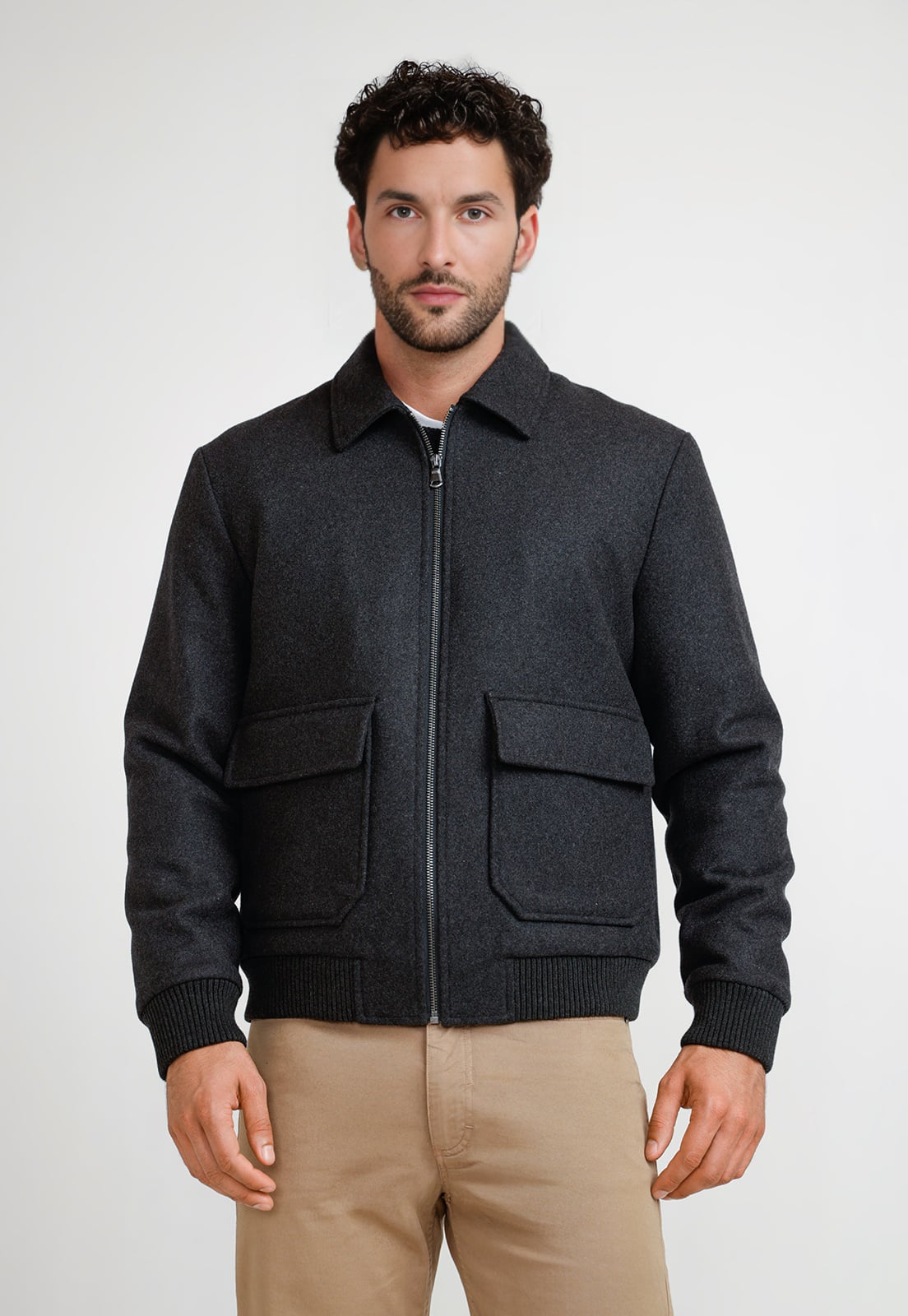 CHAQUETA BOMBER HOMBRE TANAKA GRIS - 1