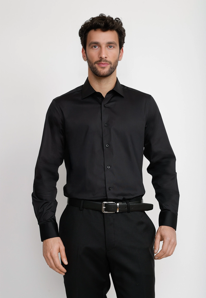 CAMISA HOMBRE FORMAL POPELINA DYNAMIC NEGRO - 1