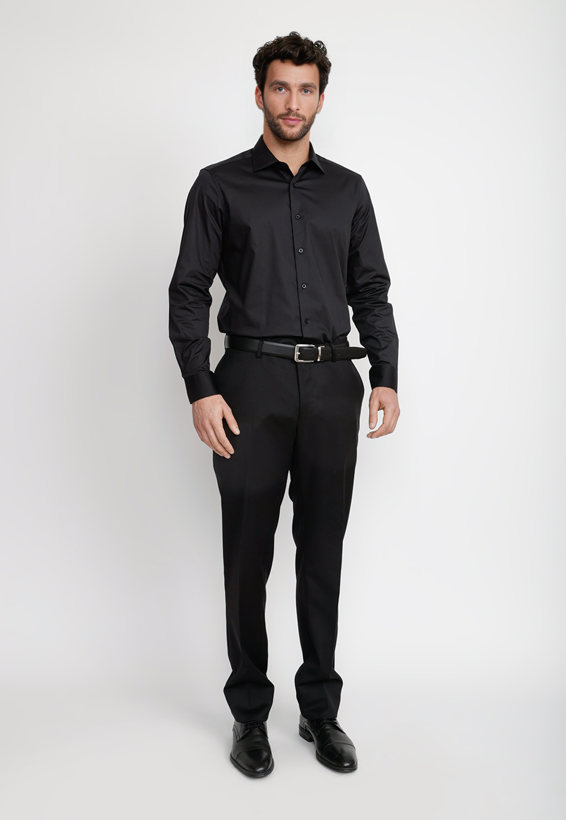 CAMISA HOMBRE FORMAL POPELINA DYNAMIC NEGRO - 4