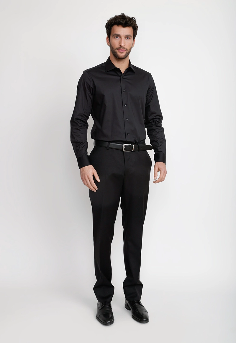 CAMISA HOMBRE FORMAL POPELINA DYNAMIC NEGRO - 4
