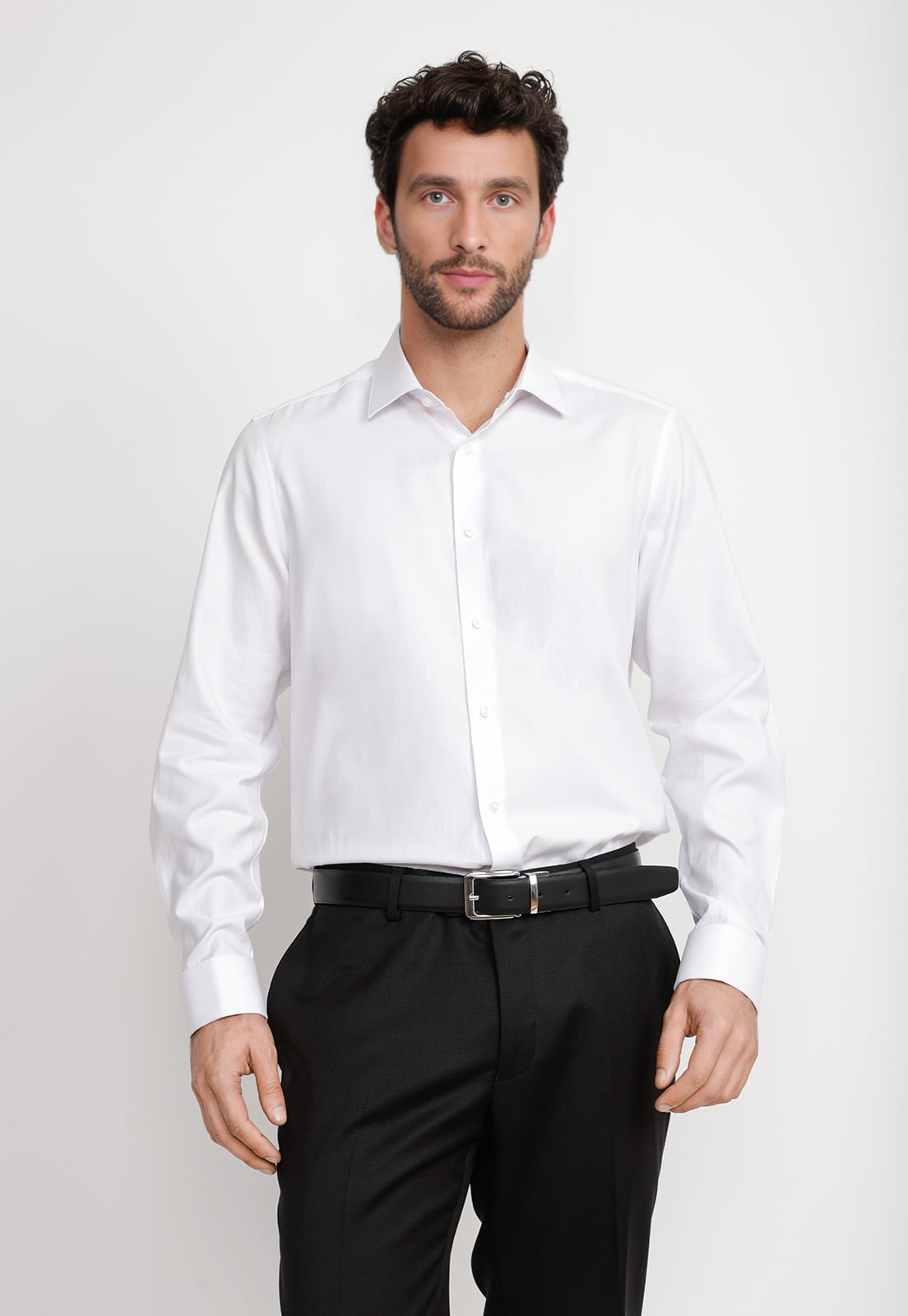 CAMISA HOMBRE FORMAL DOBLE PUÑO DOBBY CLASSIC BLANCO - 1