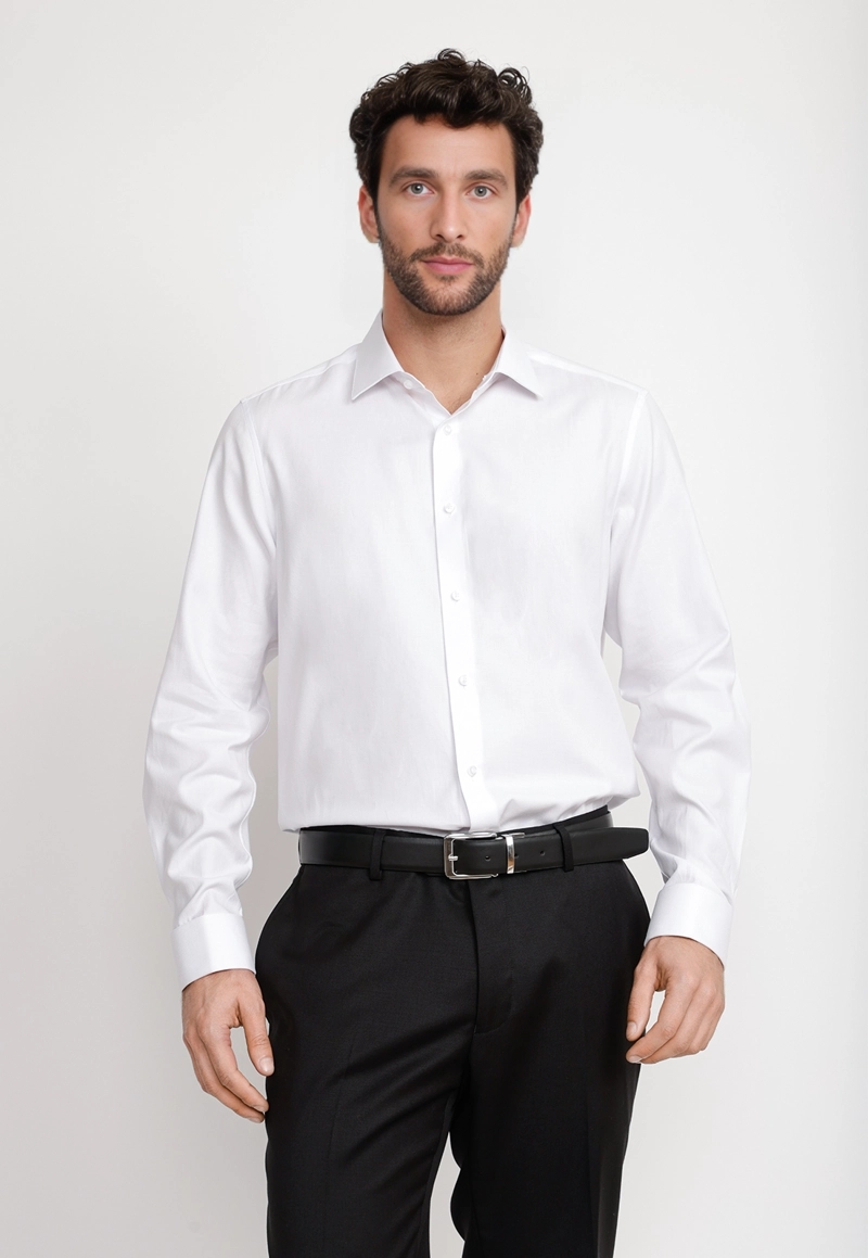 CAMISA HOMBRE FORMAL DOBLE PUÑO DOBBY CLASSIC BLANCO - 1