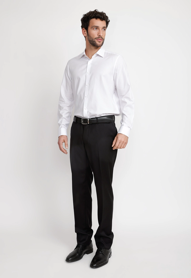 CAMISA HOMBRE FORMAL DOBLE PUÑO DOBBY CLASSIC BLANCO - 4