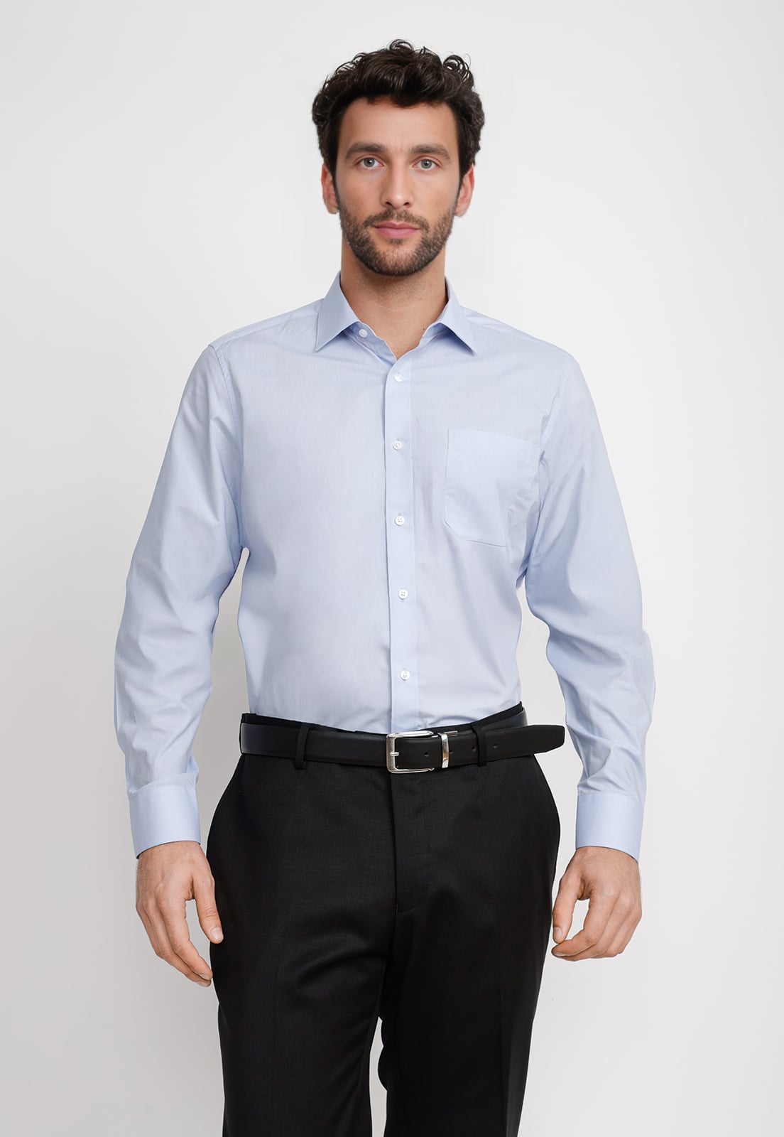 CAMISA HOMBRE FORMAL POPELINA CLASSIC CELESTE - 1