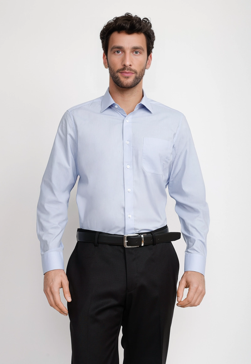 CAMISA HOMBRE FORMAL POPELINA CLASSIC CELESTE - 1