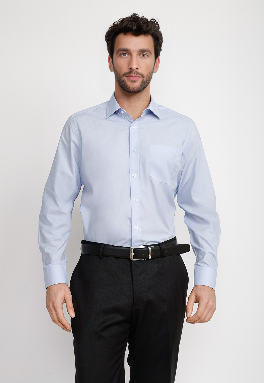 CAMISA HOMBRE FORMAL POPELINA CLASSIC CELESTE - 1