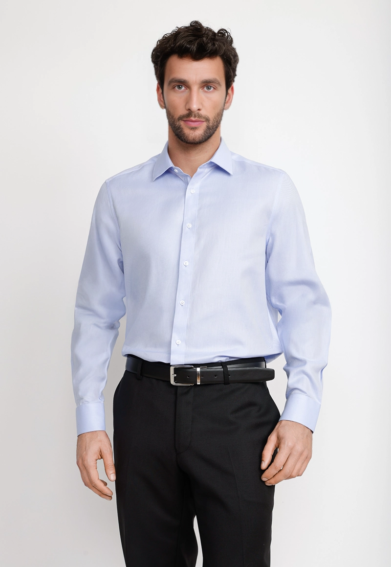 CAMISA HOMBRE FORMAL TWILL CLASSIC CELESTE - 1