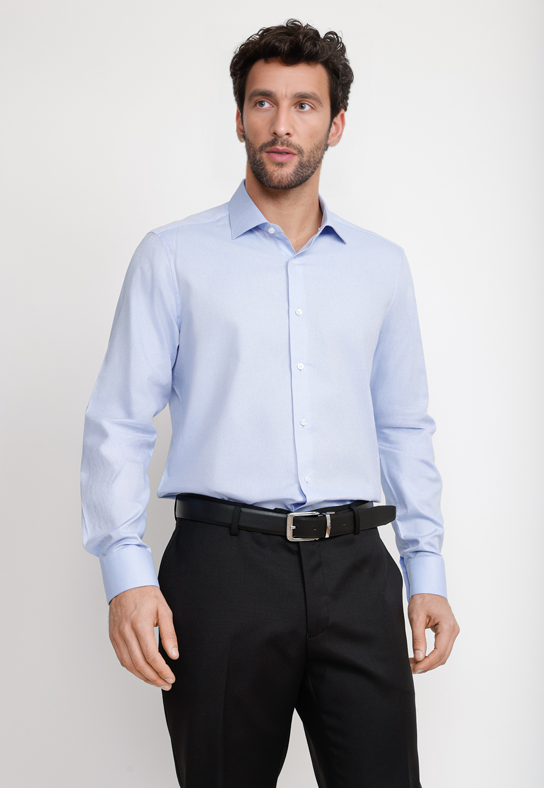 CAMISA HOMBRE FORMAL DOBBY CLASSIC B CELESTE - 1