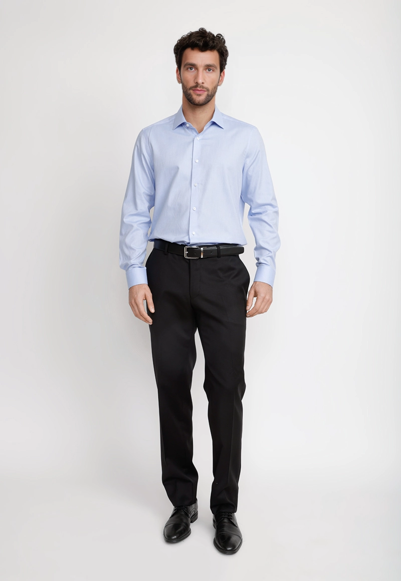 CAMISA HOMBRE FORMAL DOBBY CLASSIC B CELESTE - 4