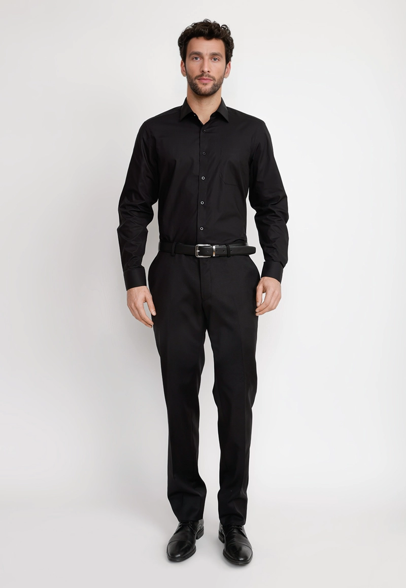 CAMISA HOMBRE FORMAL POPELINA CLASSIC NEGRO - 4