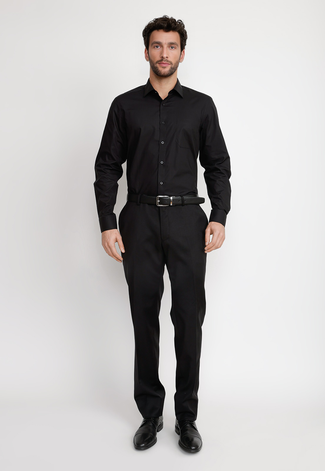 CAMISA HOMBRE FORMAL POPELINA CLASSIC NEGRO - 4