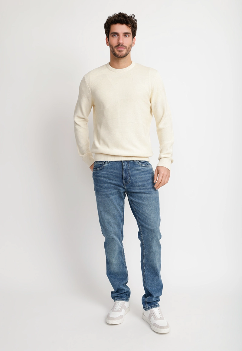 SWEATER HOMBRE CUELLO REDONDO BEIGE - 4