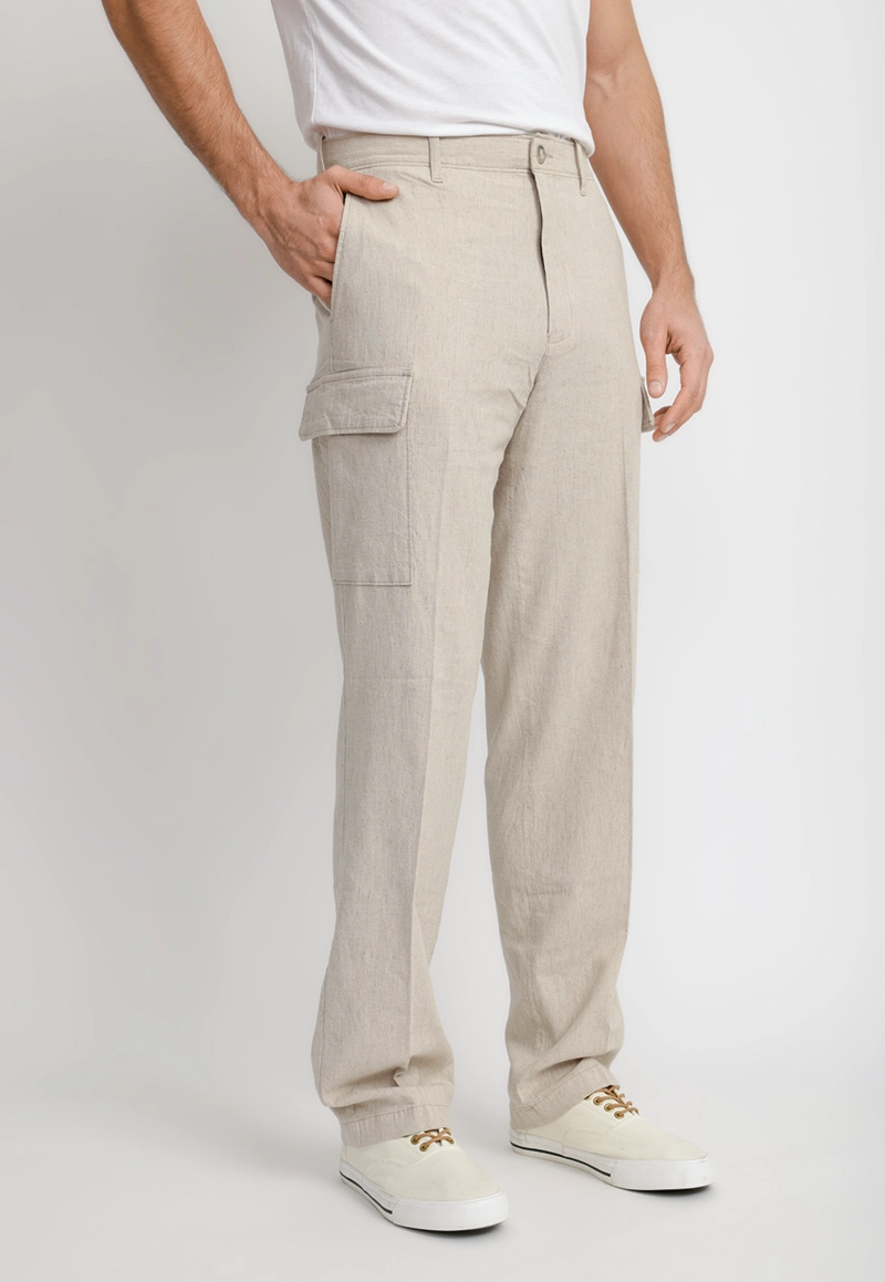 PANTALON HOMBRE LINO CARGO NATURAL - 1