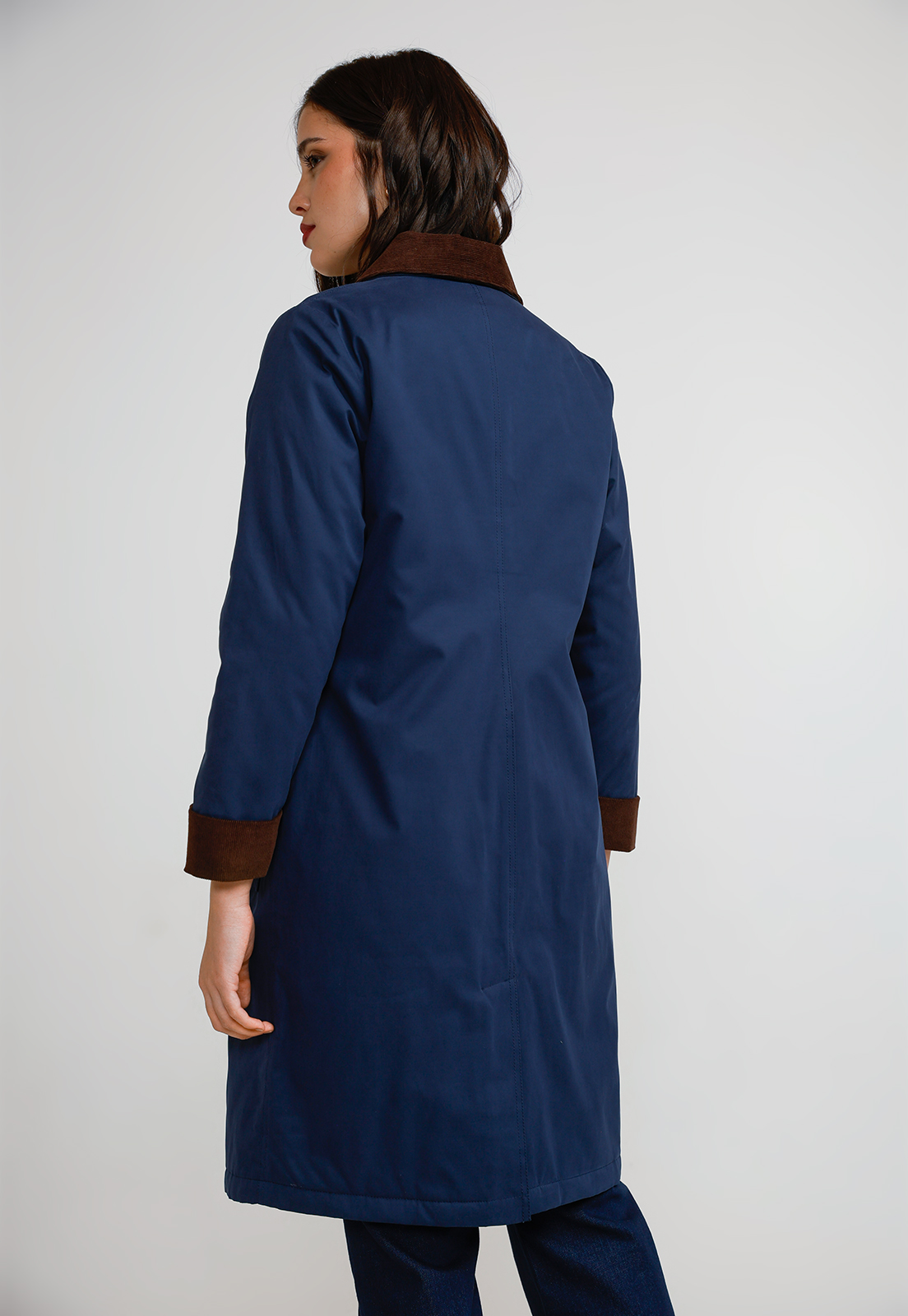 PARKA LARGA MUJER ALGODON Y POLIE STER AZUL - 2