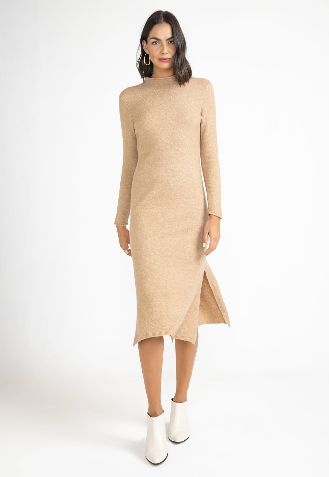 VESTIDO MUJER LANA CAMEL - 1