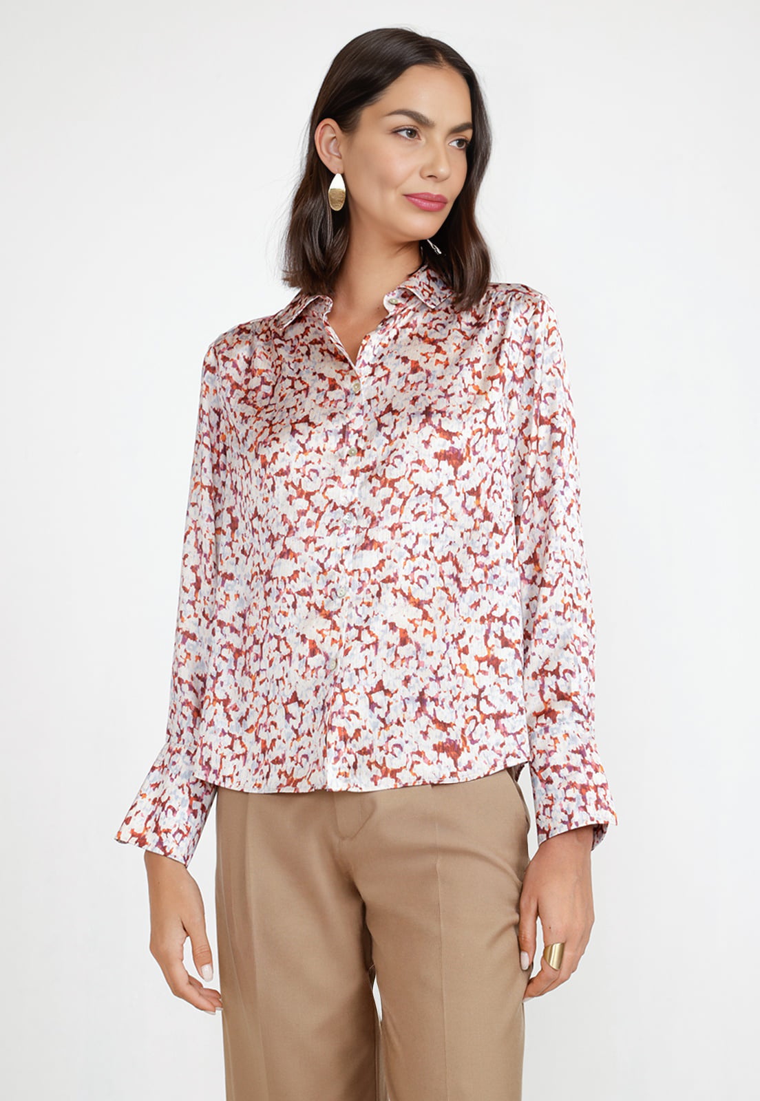 BLUSA MUJER ESTAMPADA NARANJO - 1