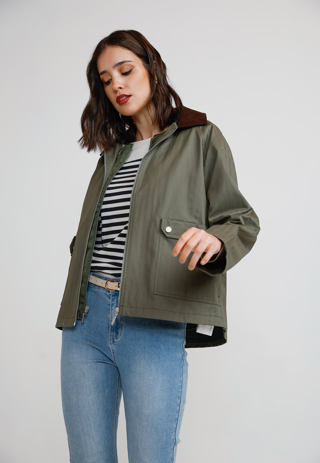 PARKA 3 EN 1 MUJER ALGODON Y POLIE STER OLIVA - 1