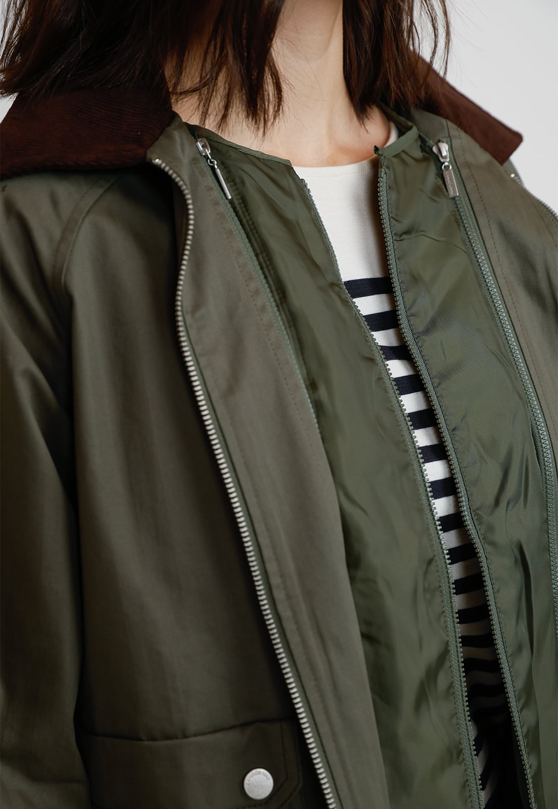 PARKA 3 EN 1 MUJER ALGODON Y POLIE STER OLIVA - 4