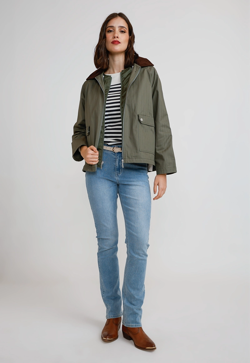 PARKA 3 EN 1 MUJER ALGODON Y POLIE STER OLIVA - 7