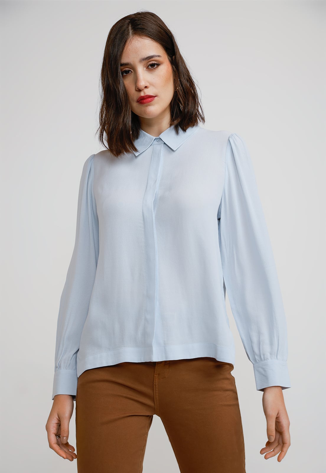 BLUSA MUJER VISCOSA CELESTE - 1