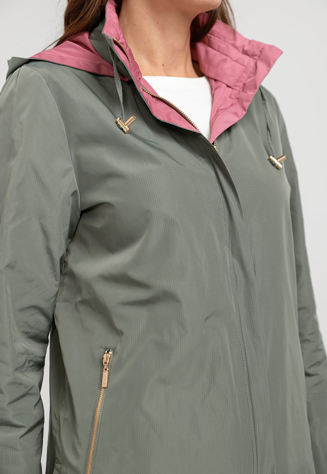 CHAQUETA MUJER EVA REVERSIBLE OLIVA - 4