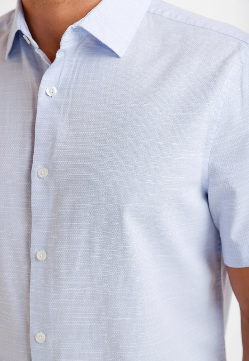 CAMISA HOMBRE MANGA CORTA ALGODON CELESTE - 3