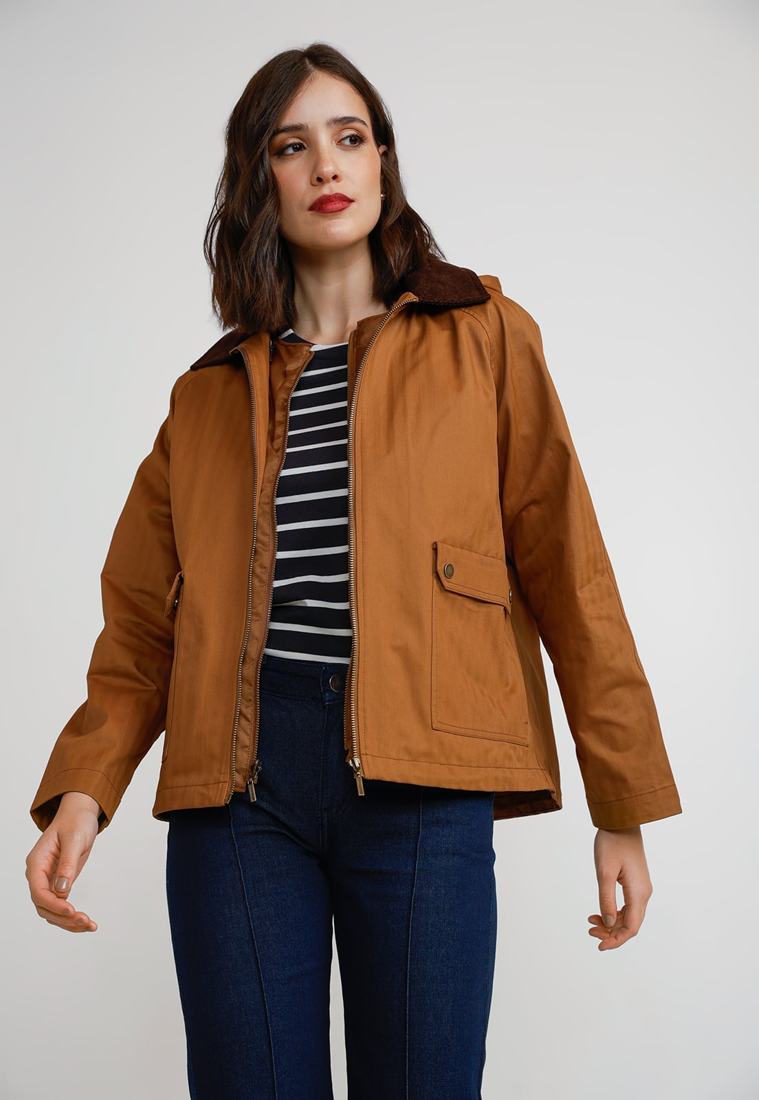 PARKA 3 EN 1 MUJER ALGODON Y POLIE STER CAMEL - 1