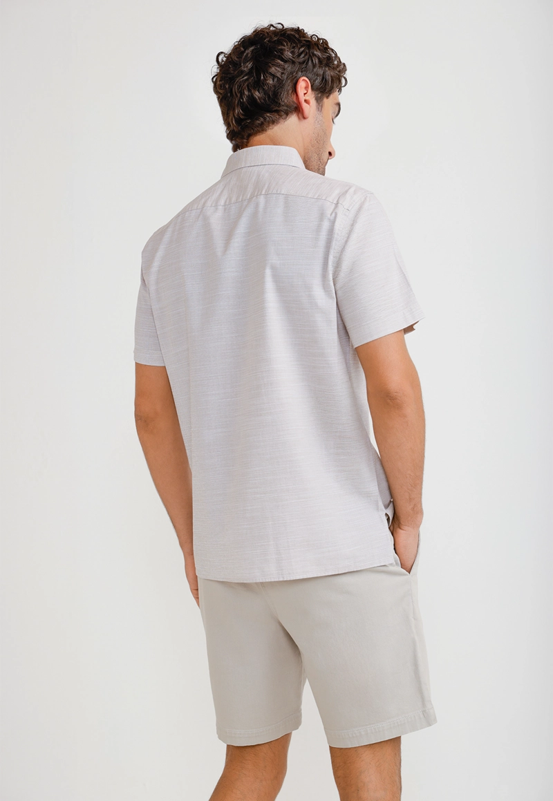 CAMISA HOMBRE MANGA CORTA ALGODON BEIGE - 2
