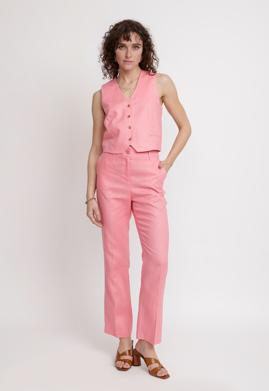 PANTALON MUJER SAVANAH LINO MAGENTA - 4